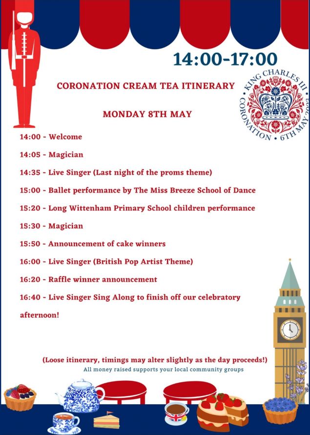 Coronation Cream Tea Itinerary Long Wittenham, Oxfordshire