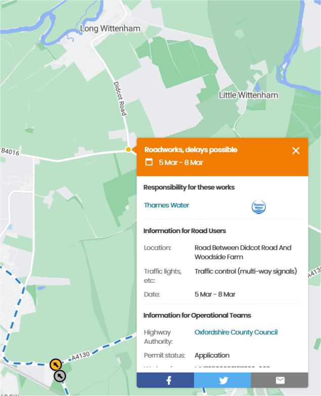 Sires Hill Roadworks 5th to 8th March Long Wittenham, Oxfordshire